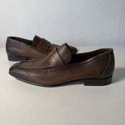 Santoni Gavin Penny Loafer Brown Leather 