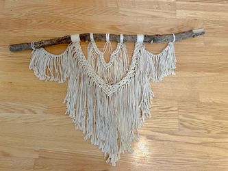 Handmade Macrame Wall Hanging on Wood Branch