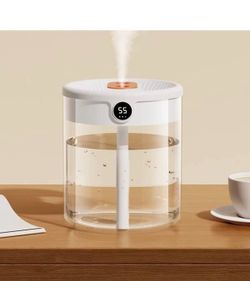 Air Humidifier, Top Filling Cool Mist Humidifier 1500ml Water Tank for Baby Bedroom Office Home 10 Hour Auto Shut-Off -1.5L White(with humidity displa