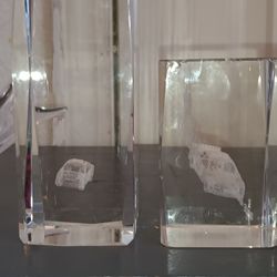 A Pair Of Dale Earnhardt Vintage Race Car  LASER ETCHED PAPERWEIGHTS