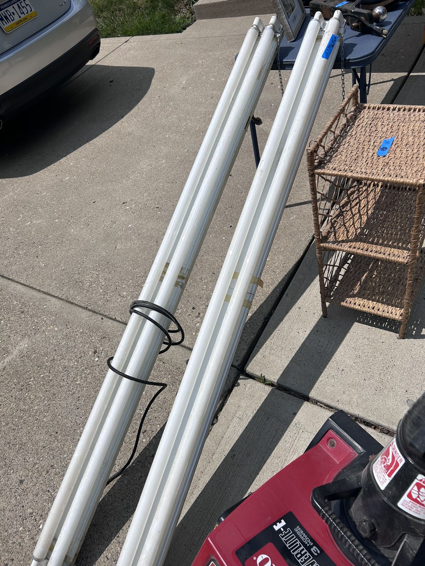 Two Fluorescent Shop Lights With Chains