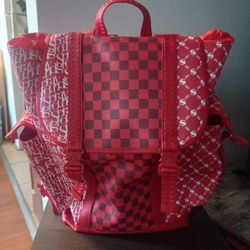 Sprayground Red/White Checkard, Moneysign, Sprayground Logo Bookbag Backpack Large New With Tags