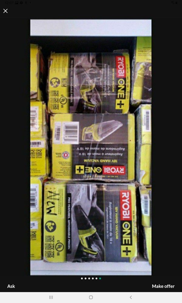 RYOBI VACUUM 18V CORDLESS TOOL ONLY SOLO LA HERRAMIENTA $30 EACH ONE $30 CADA UNA