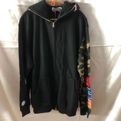 Bape A Bathing Ape Black Camo Zip Hoodie