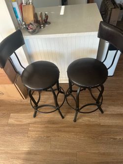 Two Industrial Bar Height Chairs