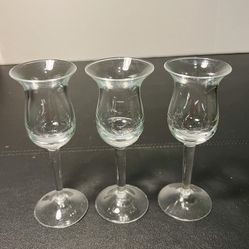 Vintage MCM 3 Long Stem Flared Rim Liquor Cordial Glasses