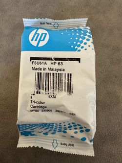 New Genuine HP 63 Tri-Color Ink Cartridge In Foil Bag / F6U61A.
