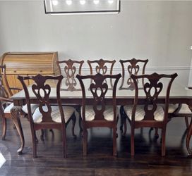 Midcentury Dining Room Table, Chairs, Credenza Set