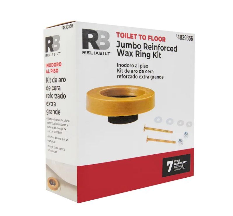 RELIABILT Jumbo Reinforced 4.9-in Brown Wax Jumbo toilet wax ring with bolts