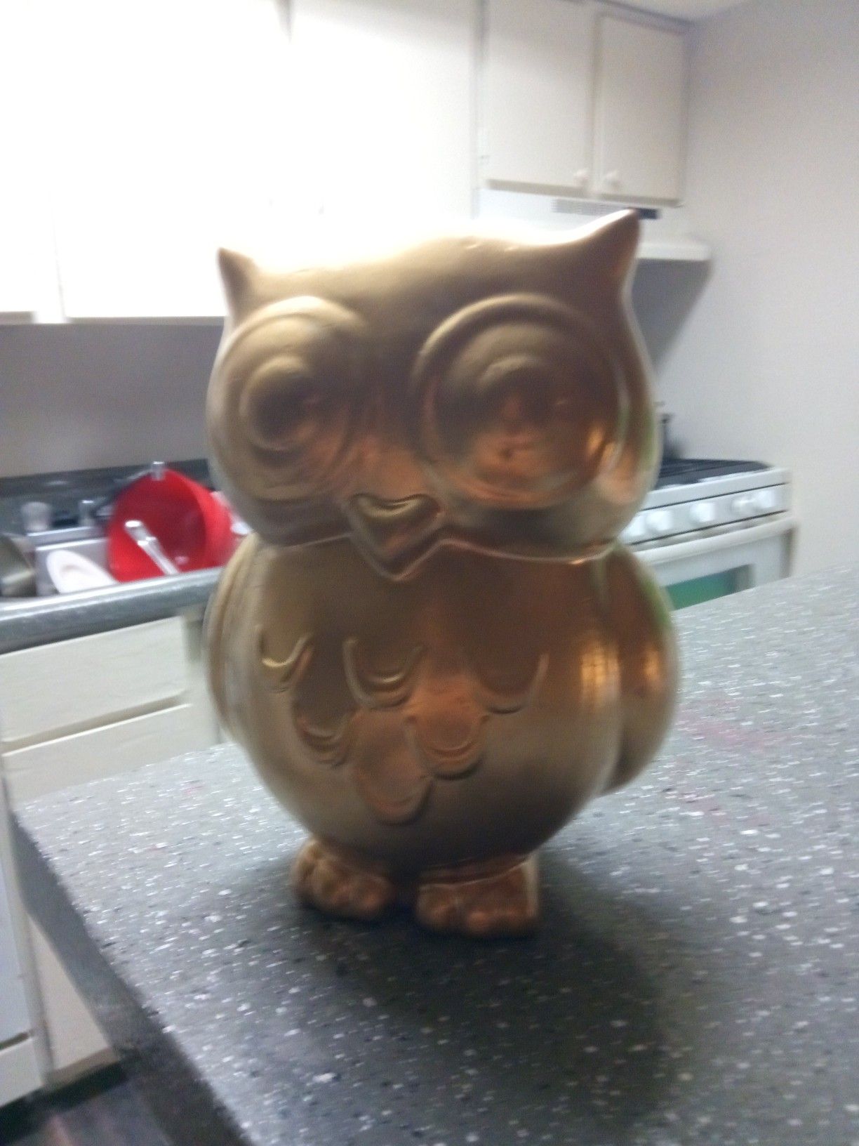 Gold owl ceramic figurine