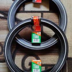 NEW Bicycle Bmx Tires 20" Black White Trim Slick 