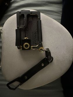 Travax Contour Brass Black Stealth Wallet With Link Lanyard Included