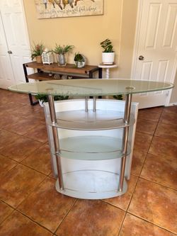 Modern Silver Home Bar with Glass Top