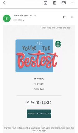 Gift card Starbucks 50% off