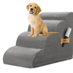 Dog Stairs, Romrol Dog Steps Ramp for High Bed and Couch, Dog Ramp with Durable Non-Slip Waterproof Fabric Cover, Pet Stairs for Small Dogs and Cats o