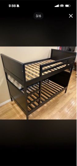 IKEA NORDDAL Solid Wood Bunk Bed Black -Brown Excellent Condition