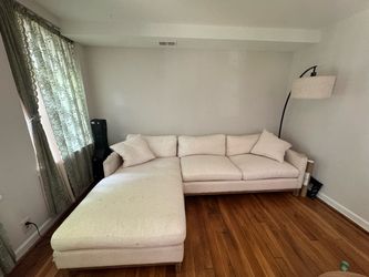 Cream Fabric Sectional Sofa with Chaise