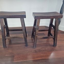 2 Solid Wood Counter Stools