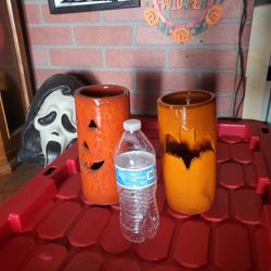 Halloween terra cotta Candle Holders Set of 2