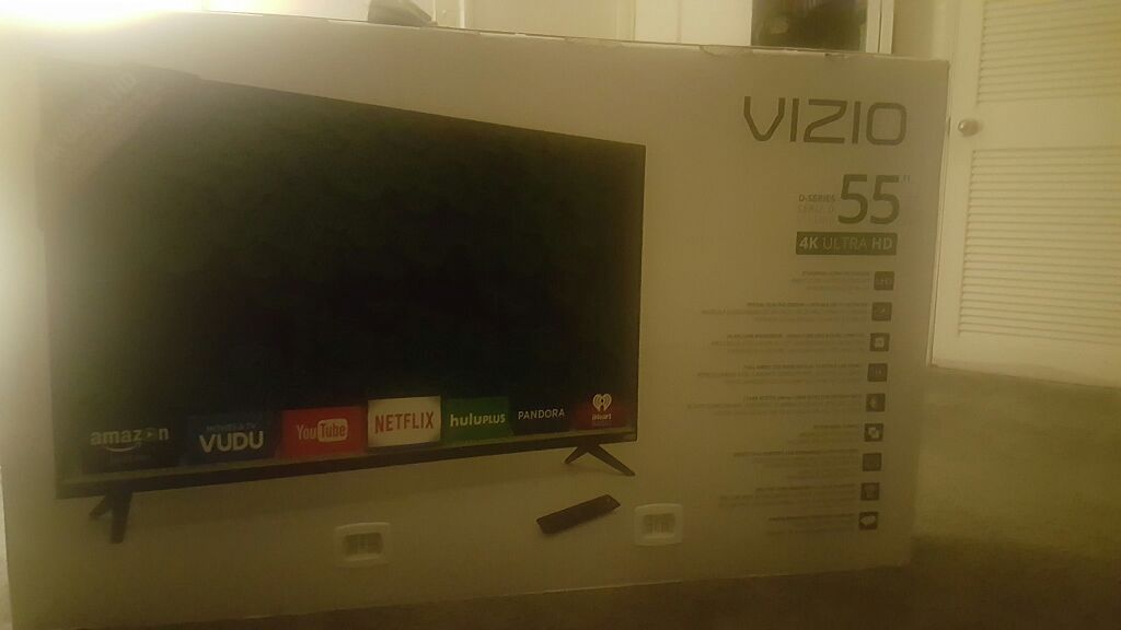 New in box Vizio 55 inch 4k ultr HD TV.. Can also throw in the soundbar that comes with it