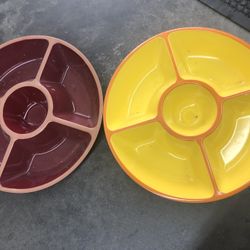 18” Melanine Chip And Dip Round Serving Tray