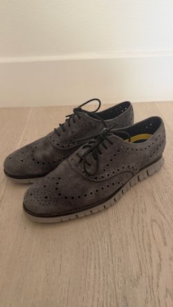 Cole Haan ZERØGRAND Suede Wingtip Oxford – Gray – Men’s Size 10 – Great Condition