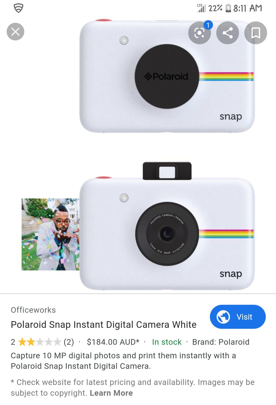 Polaroid Snap Instant Digital Camera with Flim
