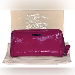 New Authentic Burberry Pink Patent Wallet