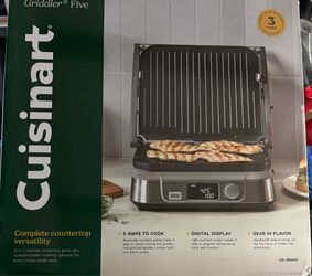Cuisinart Electric Griddler FIVE Countertop Grill, Enjoy 5-in-1 Functions Including Panini Press, LCD Display
