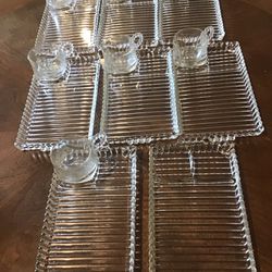Vintage Glass Serving Tray With Cup