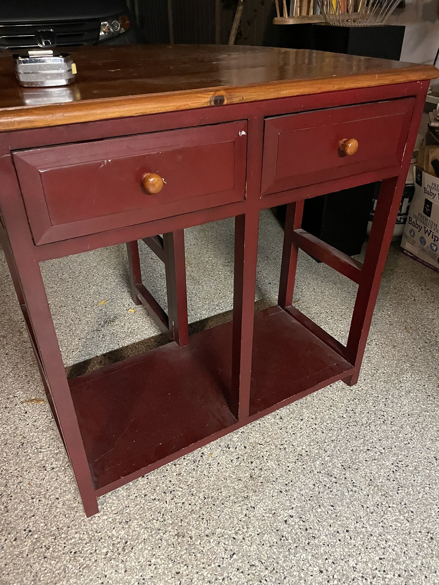 Drop Leaf Table, Two Drawers
