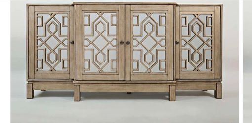 Jofran Casa Bella 70in Mirrored Console  in Vintage Silver