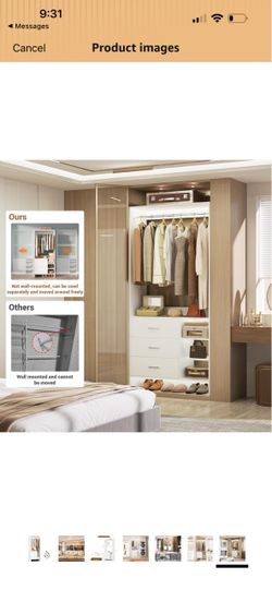 Aheaplus 2.5FT Closet System with 3 Drawers,29.5’’ Closet Organizer, White Walk-in Closet or Small Closets Wardrobe, Clothes Rack with Hanging Rods