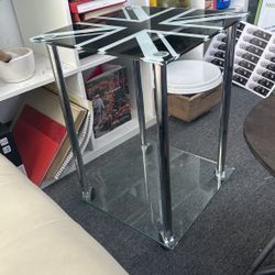 Vintage Silver And Glass End Table