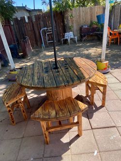 Wooden spool table