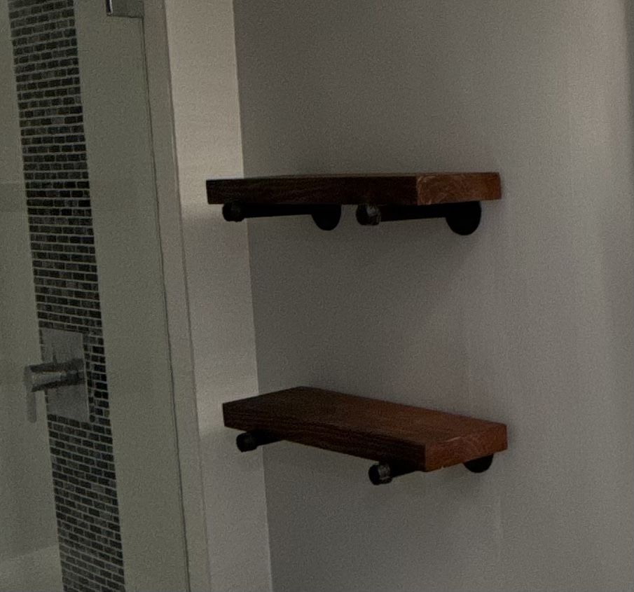 Industrial Style Wood Shelves, 2 Sets of 2