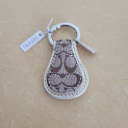 New Coach Signature C  Brown Key Chain Ring 