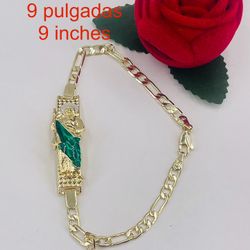 Pulsera San Judas Tadeo Oro Laminado 14k Para Mujer 9 Pulgadas, San Juditas