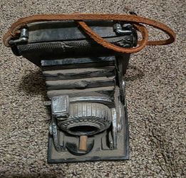 Cast plastic? Vintage Folding Bellows Camera with Strap
