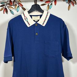GUCCI INTERLOCKING GG EMBROIDERED COLLAR POLO SHIRT, Visit My Profile For More Item… 