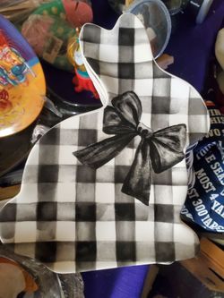 See 2 pictures  13 NEW bunny glass plates 6/$20 13/$35