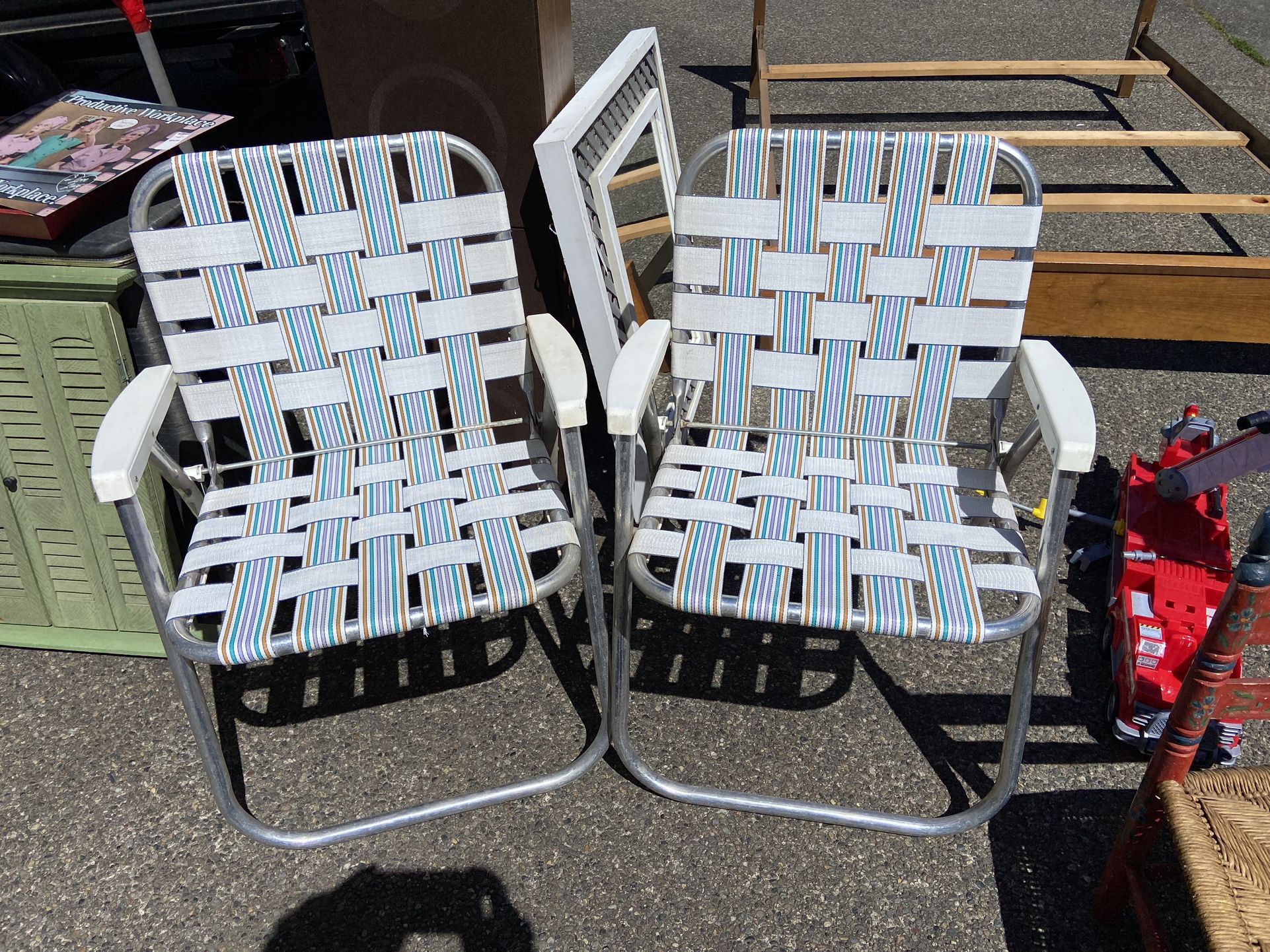 Vintage Aluminum Folding Chairs Set 