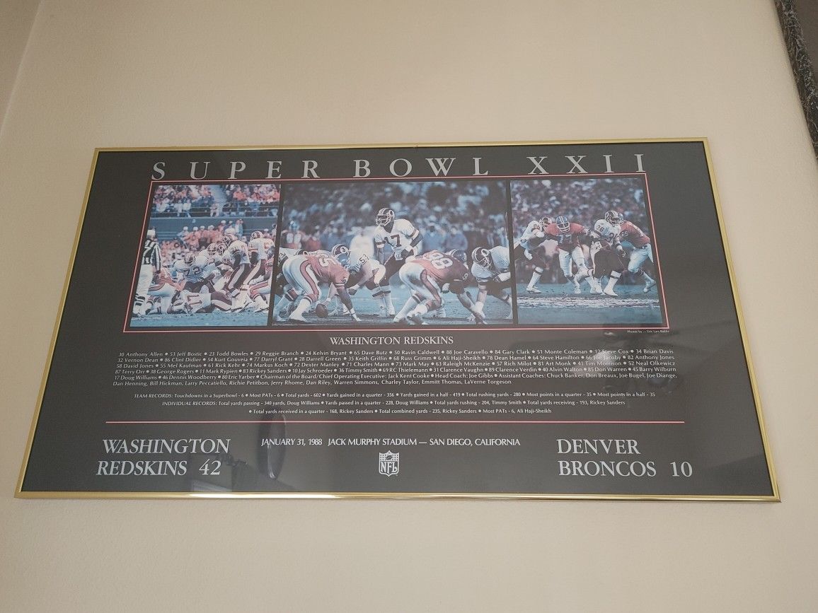 Washington Redskins Super Bowl frame XXII 