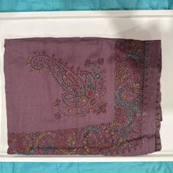 New | Ube Latte Pakistani Hand Embroidery Pashmina Shawl