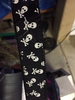 Skull black dog canine pet collar large L new without tag