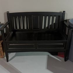 Dark Brown Wooden Storage Bench
