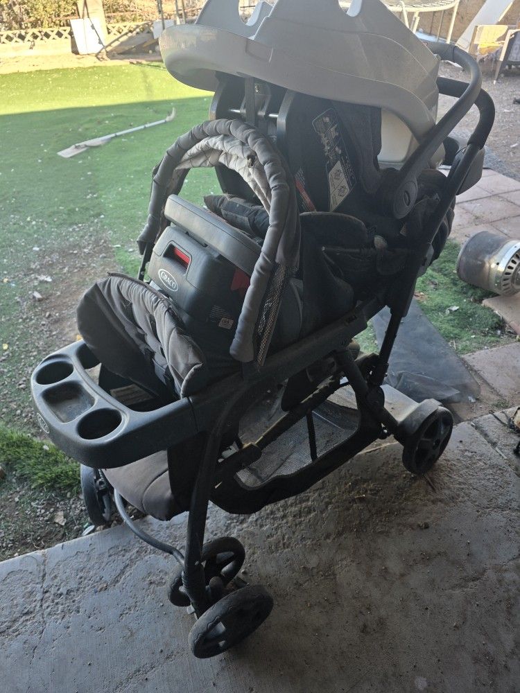 Graco Double Stroller,car Seat With Base And Bath Tub