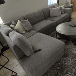 K&M Grey Sectional Couch and Ottoman
