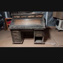 Very Heavy Antique Roll Top Desk
