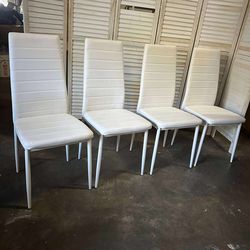 Dining Chairs Set of 4, PU Leather Kitchen Chairs with Sturdy Iron Legs, Waterproof Seat, High Back Padded Upholstered Chairs